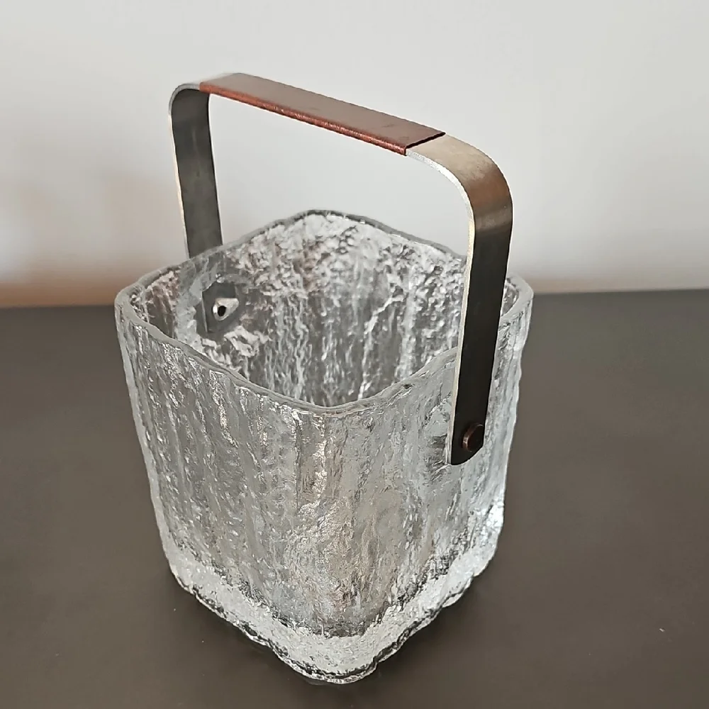 Vintage Hoya Crystal Ice Cube 70s Bucket Stainless Steel 5X5